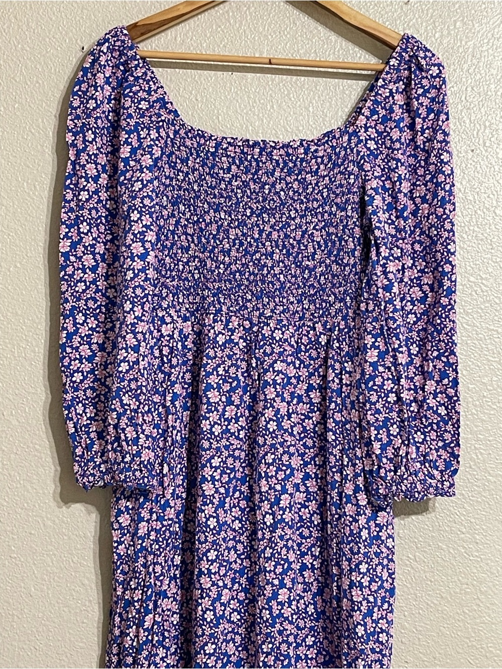 J. Crew Lavender-Blue Floral Smocked Maxi Dress - Picture 3 of 13